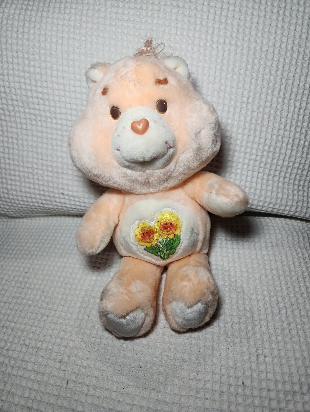 Care Bears Peach Plush with Floral Belly Badge 1983 Vintage